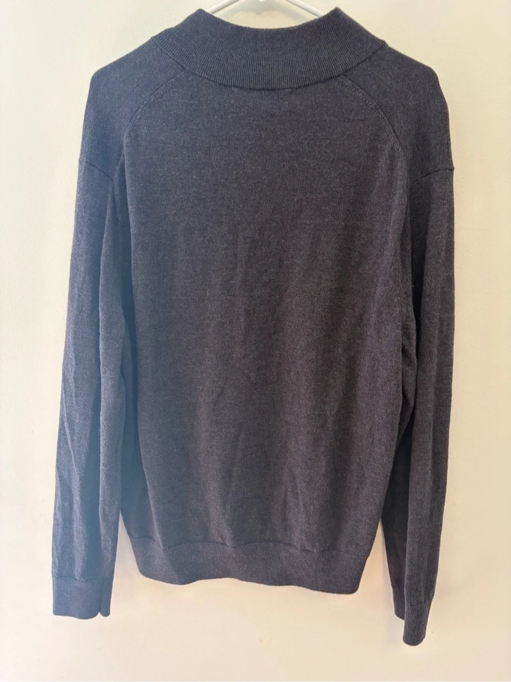 Banana Republic Sweater Mens XL Baruffa 100% Extra Fine Merino Wool 1/4 Zip Gray